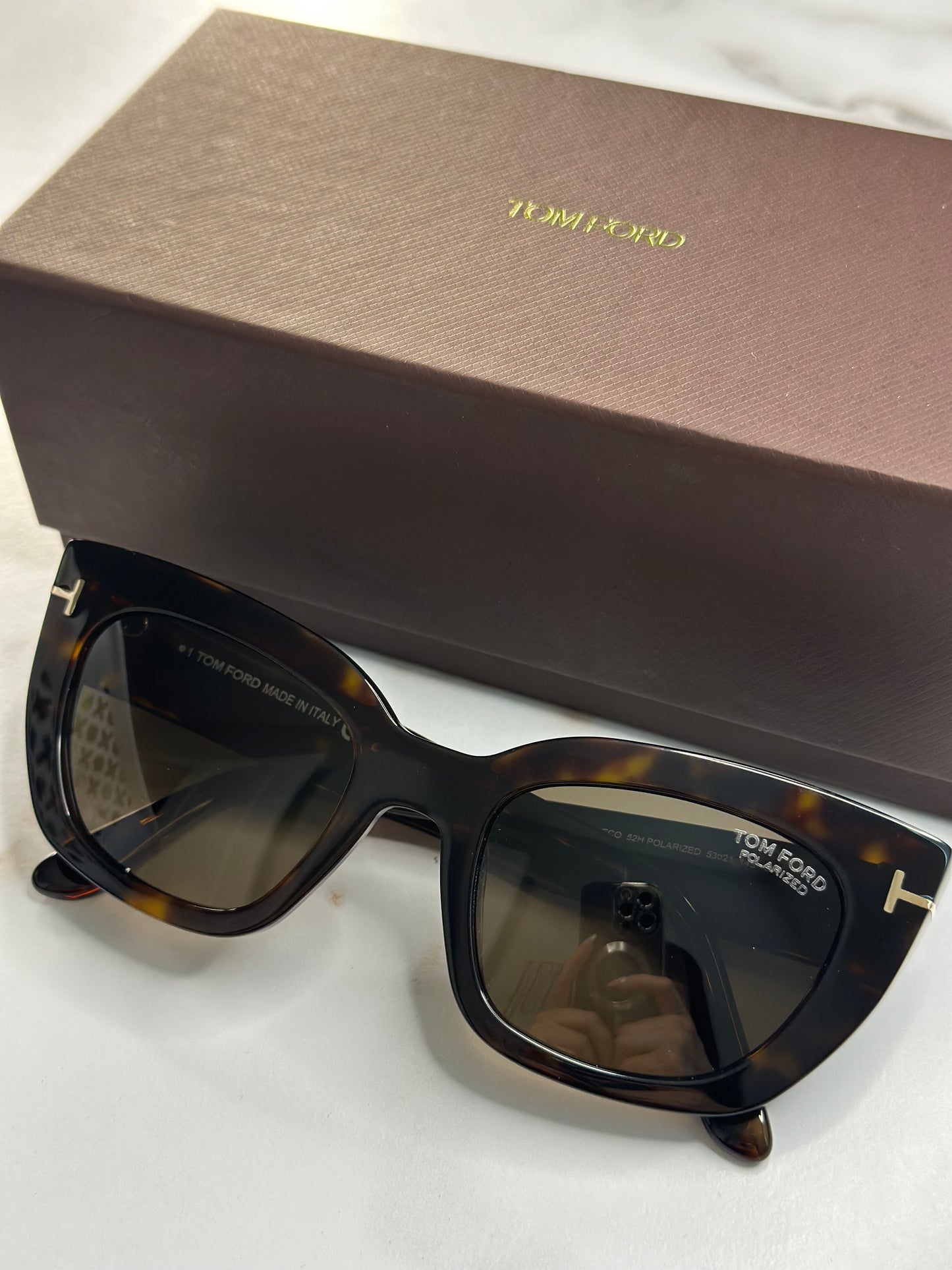 Pre-owned Tom Ford tortoise polarized sunglasses