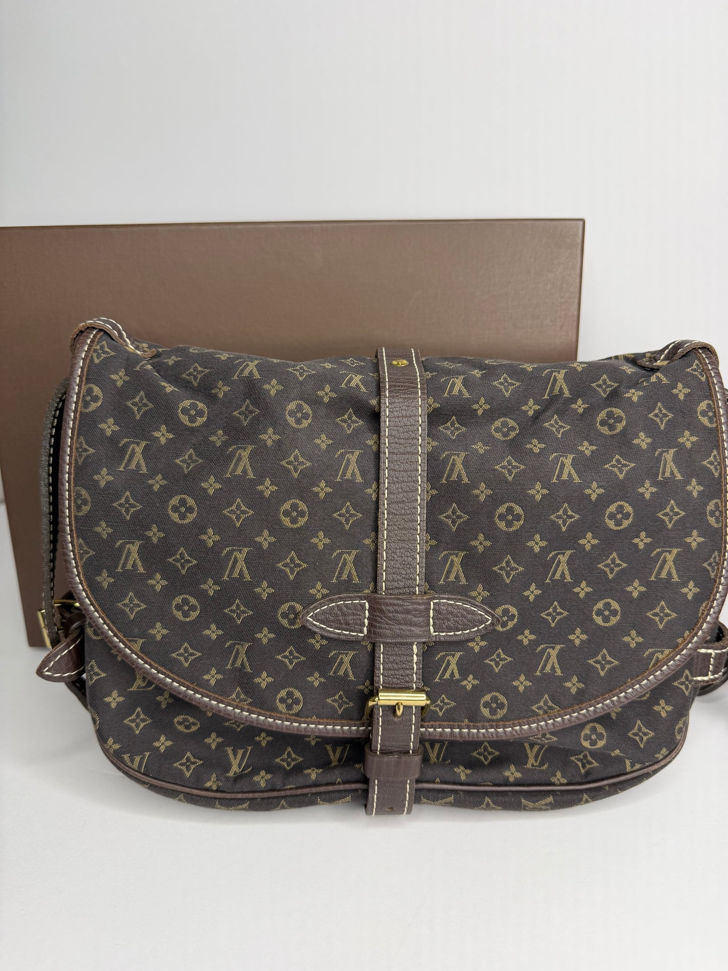 Pre-owned Louis Vuitton Monogram Mini Lin Saumur 30 crossbody