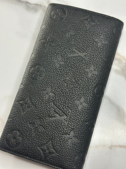 Pre-owned Louis Vuitton black Empriente leather monogram Emilie wallet