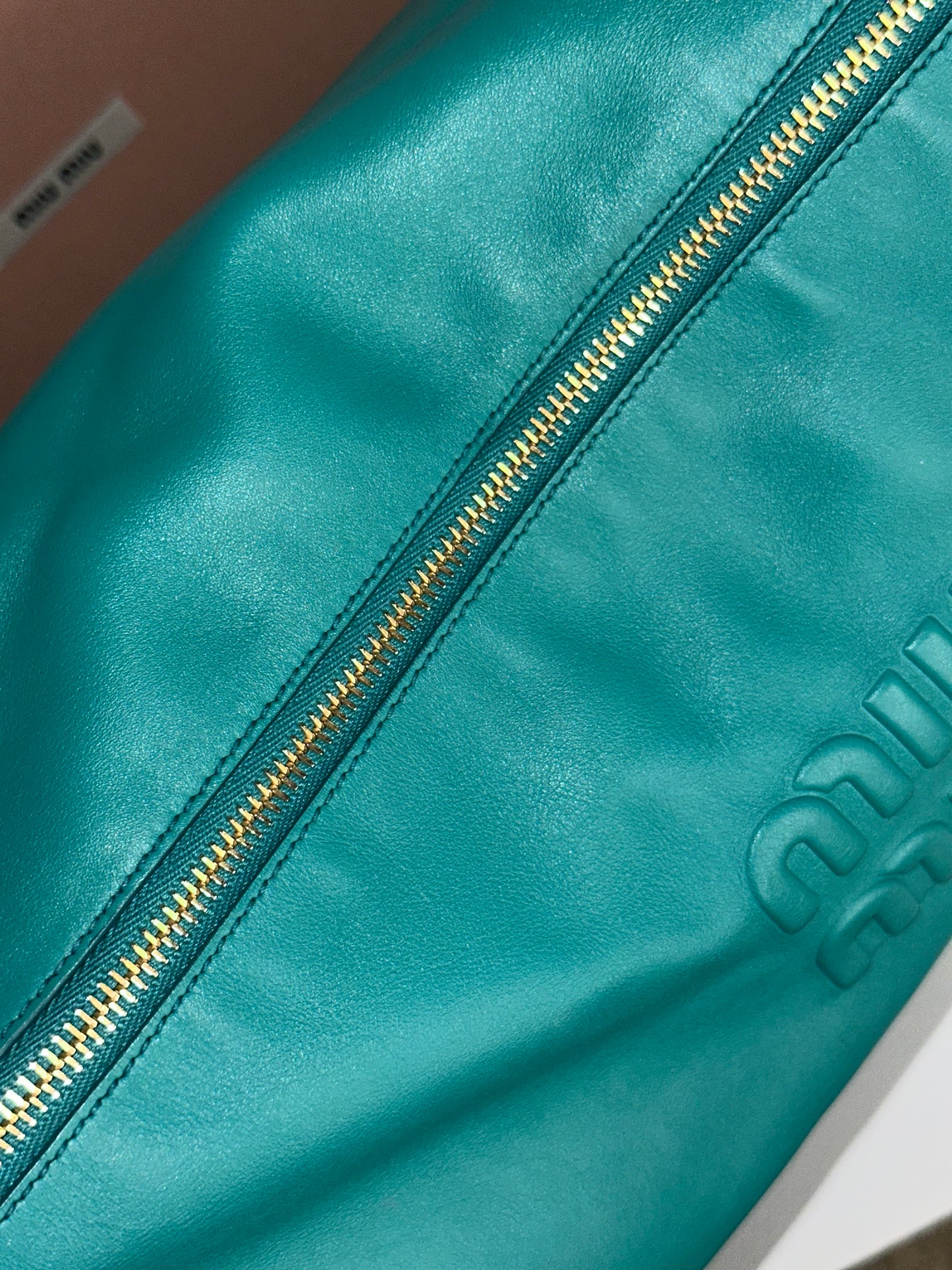 Pre-owned Miu Miu teal calfskin softy shoulder bag