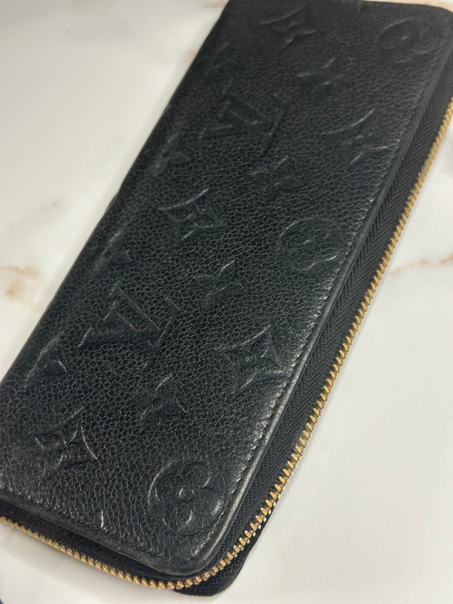 Pre-owned Louis Vuitton monogram black Empriente leather clemence wallet