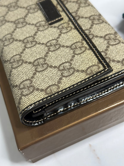 Pre-owned Gucci Supreme Canvas long wallet