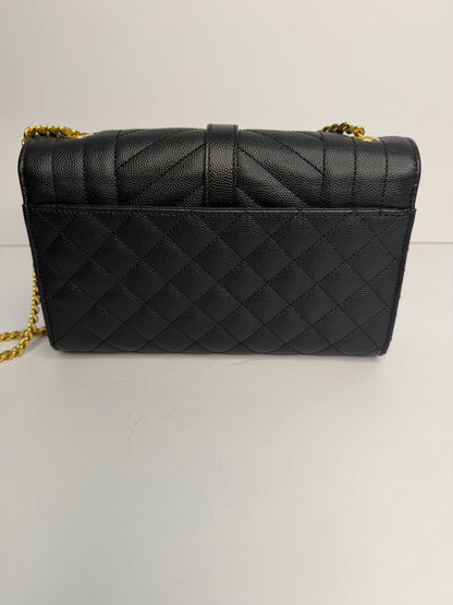 Pre-owned Saint Laurent ENVELOPE IN QUILTED LEATHER GRAIN DE POUDRE SMALL crossbody