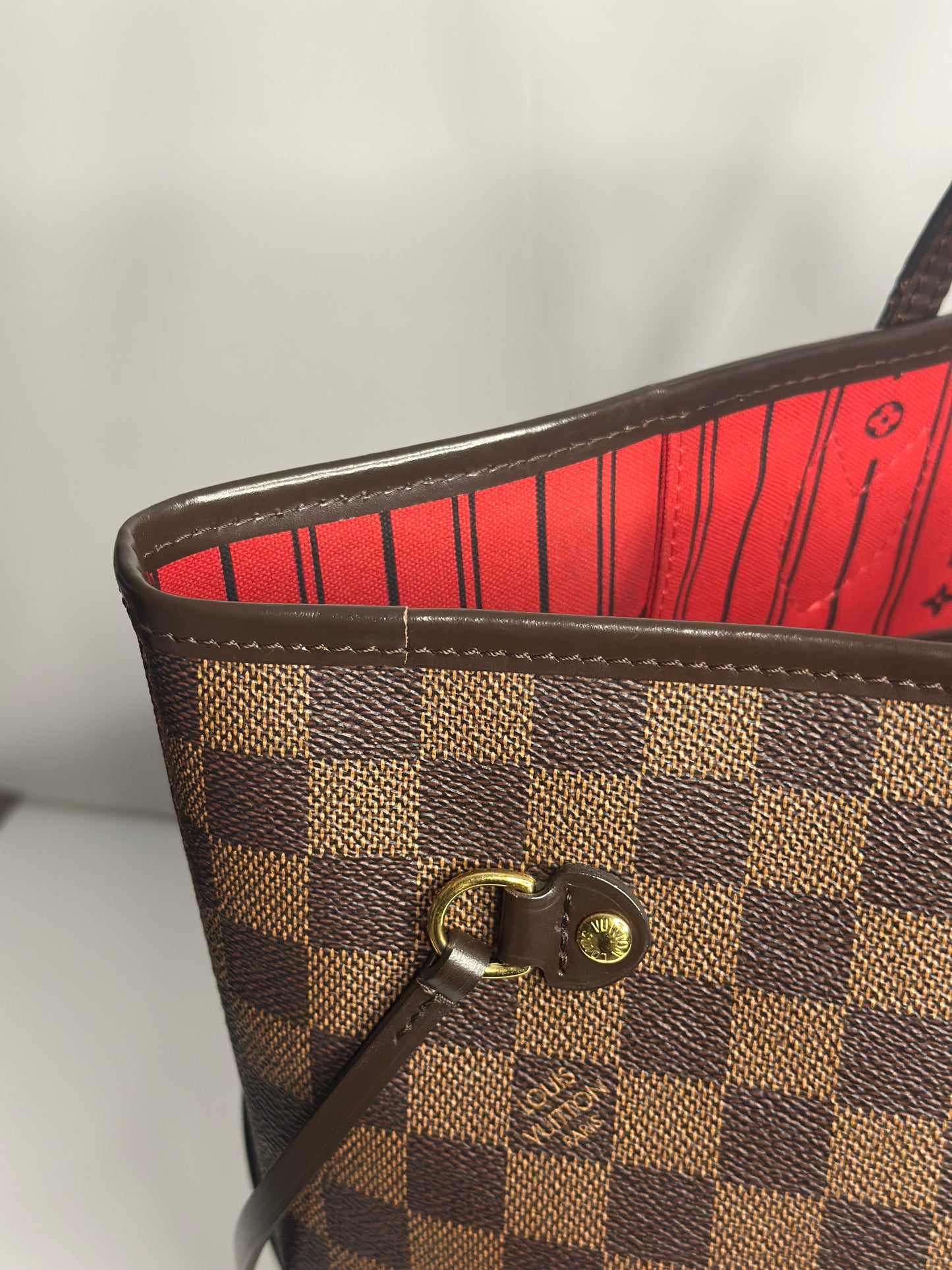 Pre-owned Louis Vuitton Damier Ebene neverfull MM tote