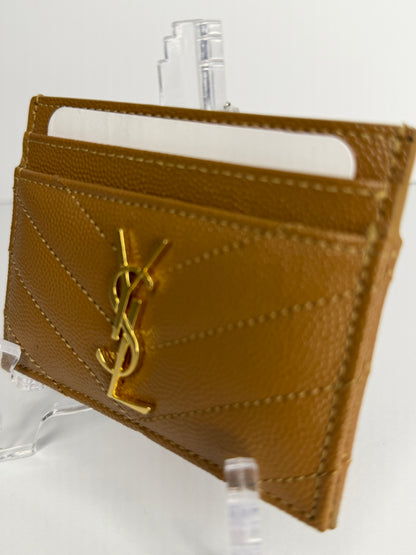 Pre-owned Saint Laurent camel leather card holder