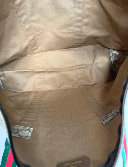 Pre-owned Gucci Vintage GG Plus canvas Sherry line weekender tote