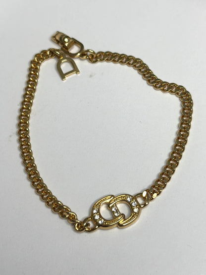 Pre-owned Christian Dior interlocking CD logo pendant embellished with rhinestones