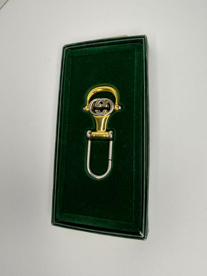 Pre-owned Gucci Vintage horsebit two tone key charm