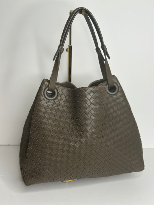 Pre-owned Bottega Veneta taupe-brown Intrecciato Tote