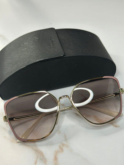 Pre-owned Prada blush x silver geometric sunglasses