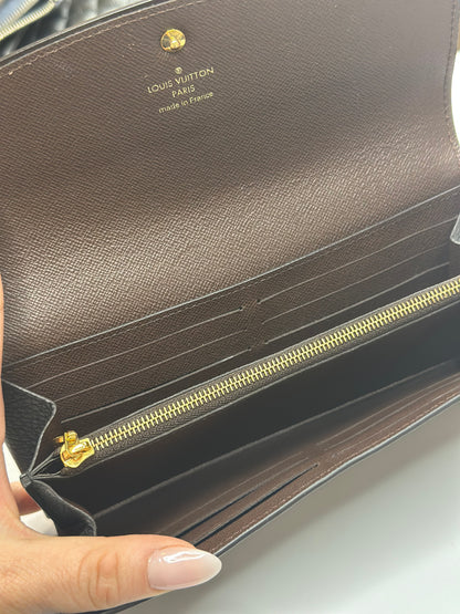 Pre-owned Louis Vuitton Normandy wallet in Damier Ebene canvas and black leather