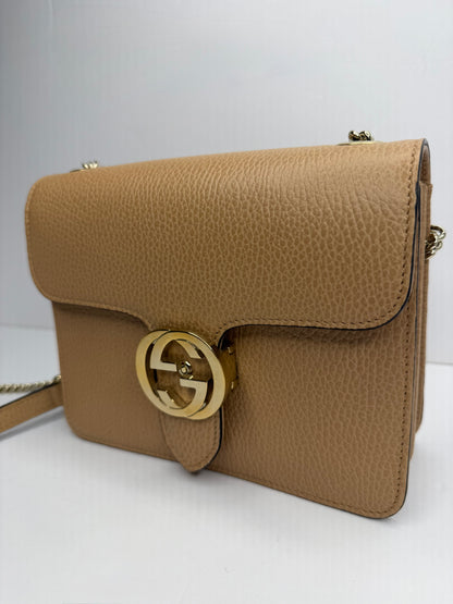 Pre-owned Gucci Beige leather  interlocking logo, Crossbody