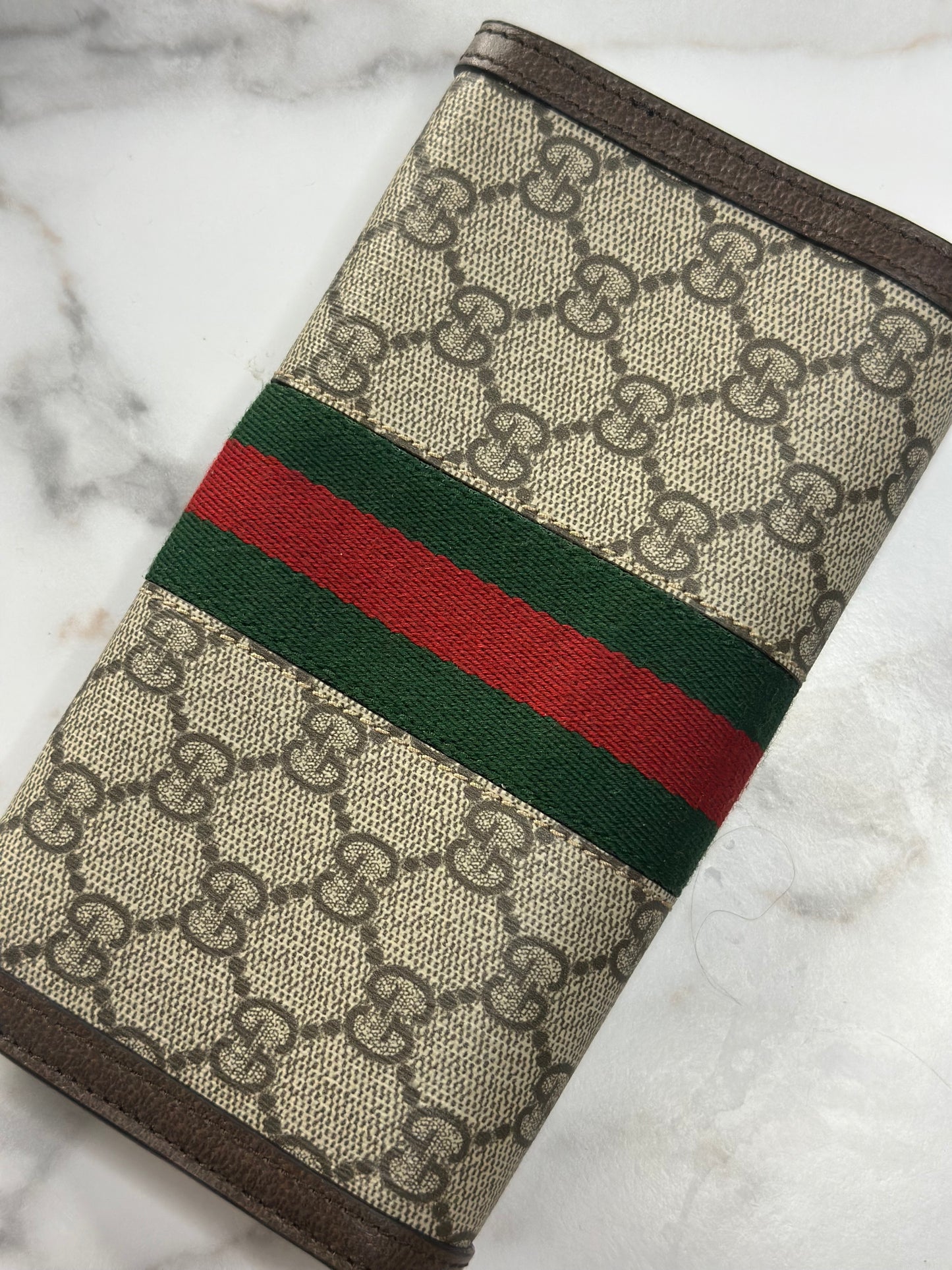 Pre-owned Gucci GG Ophidia supreme canvas long wallet