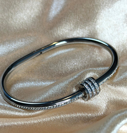 Galleria Silver Bangle with rhinestones