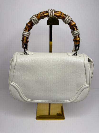 Pre-owned Gucci Bamboo Top Handle Bag Leather white leather