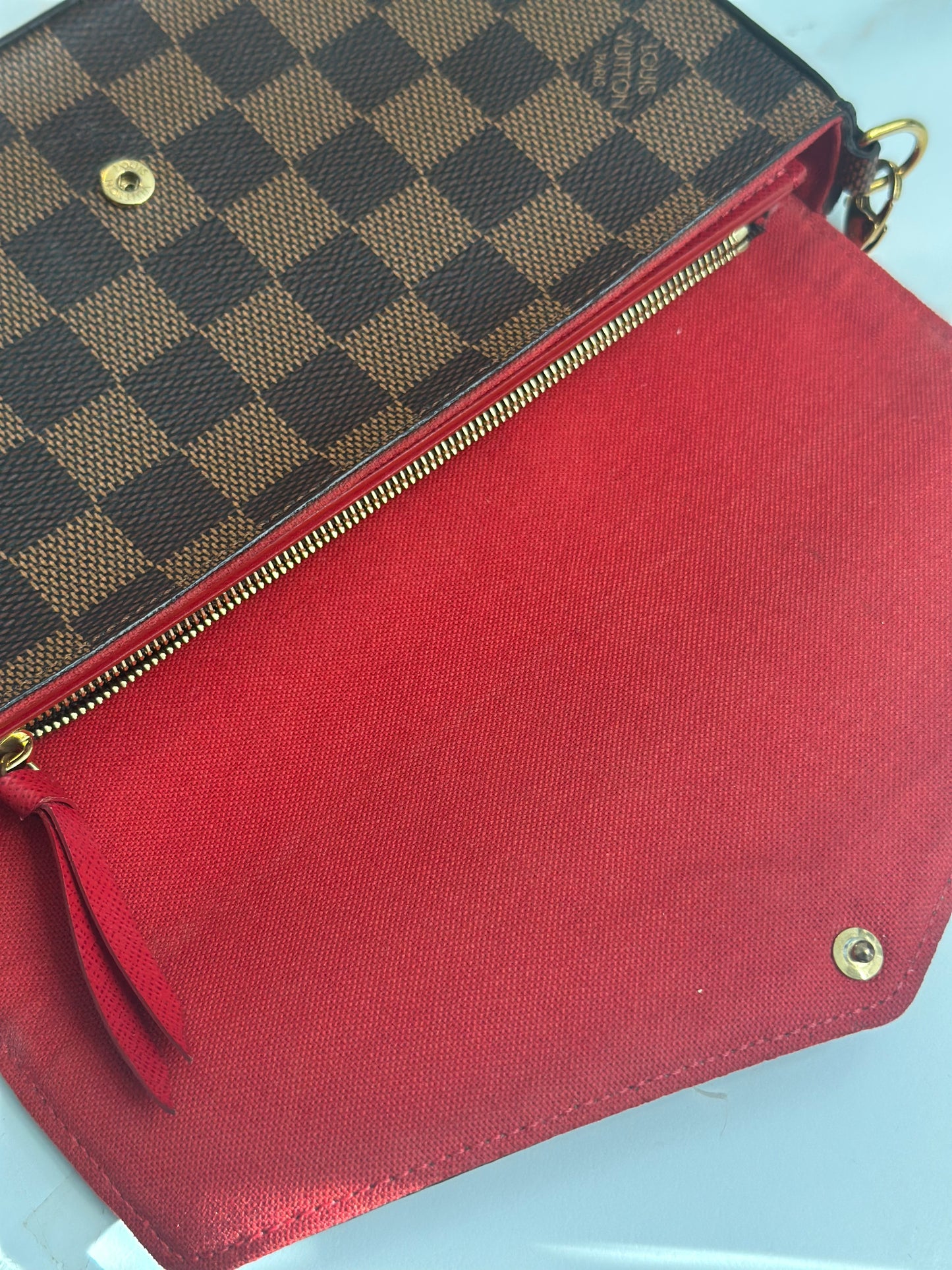 Pre-owned Louis Vuitton Damier ebene canvas felicie pochette crossbody