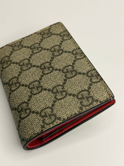 Pre-owned Gucci, supreme canvas, cherry, compact wallet