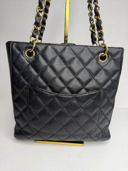 Pre-owned Chanel Black caviar leather petite, shopping tote shoulder bag