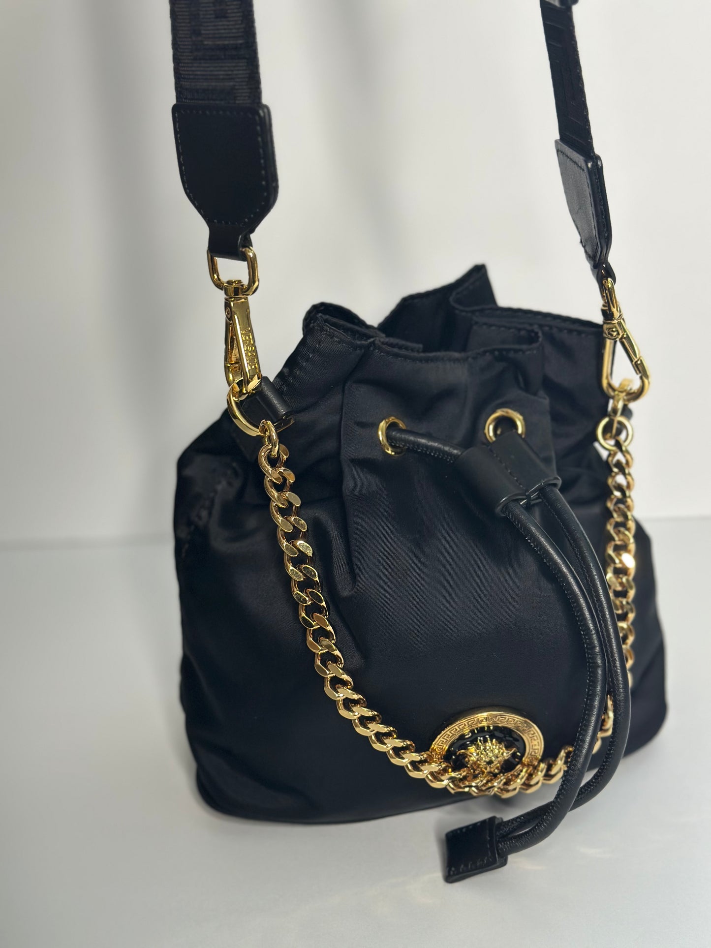Pre-owned Versace Medusa Black Nylon crossbody