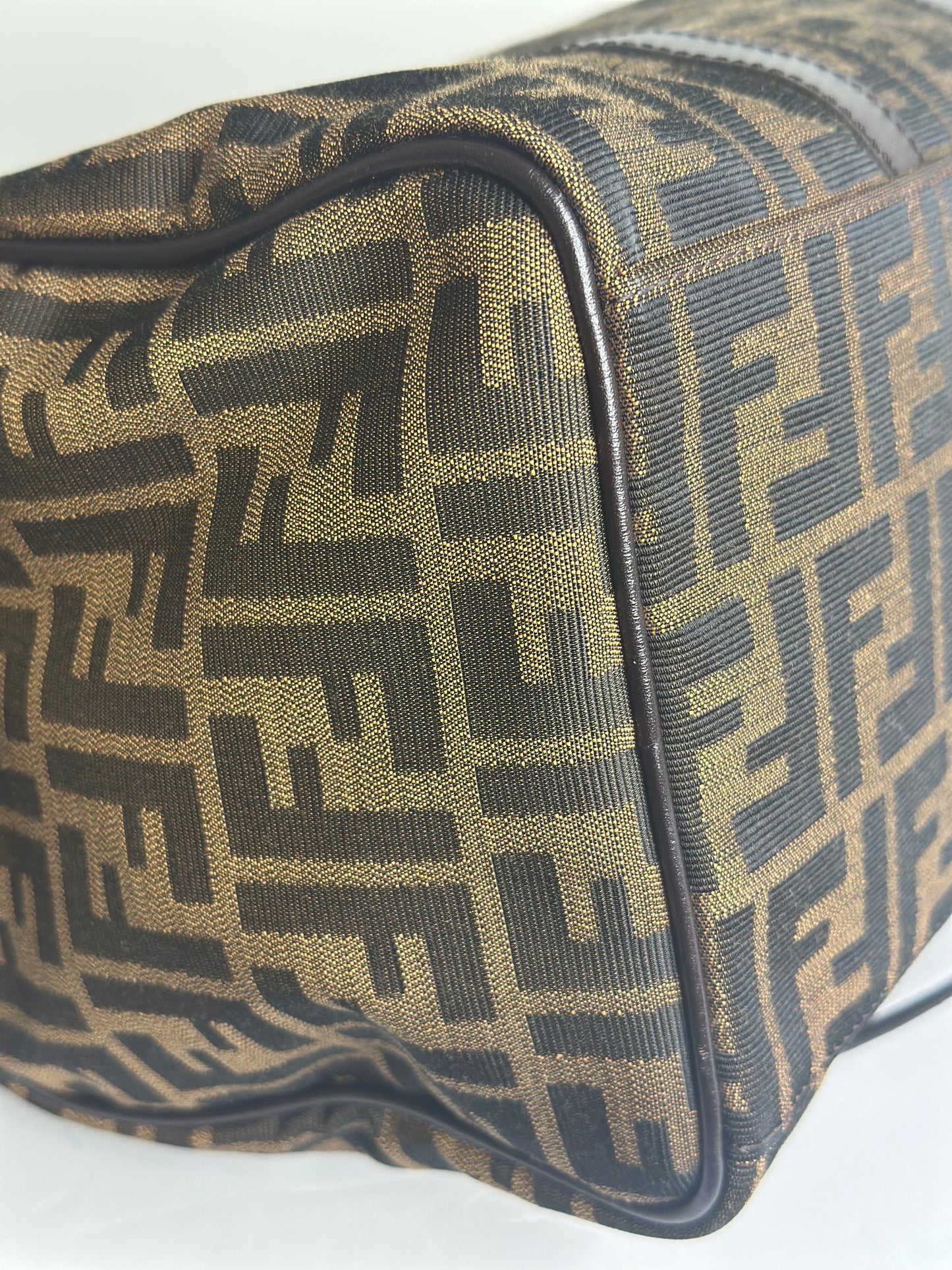 Pre-owned Fendi Zucca print canvas Boston two way tote