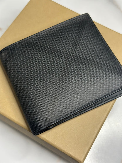 Pre-owned Burberry black and grey men’s bi-fold