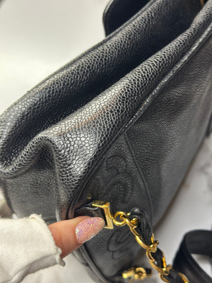 Pre-owned Chanel Black Caviar leather triple C vintage backpack 1996-1997