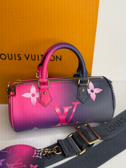Pre-owned Louis Vuitton Papillon BB Spring In The City Monogram Giant Shoulder Bag Midnight Fuchsia
