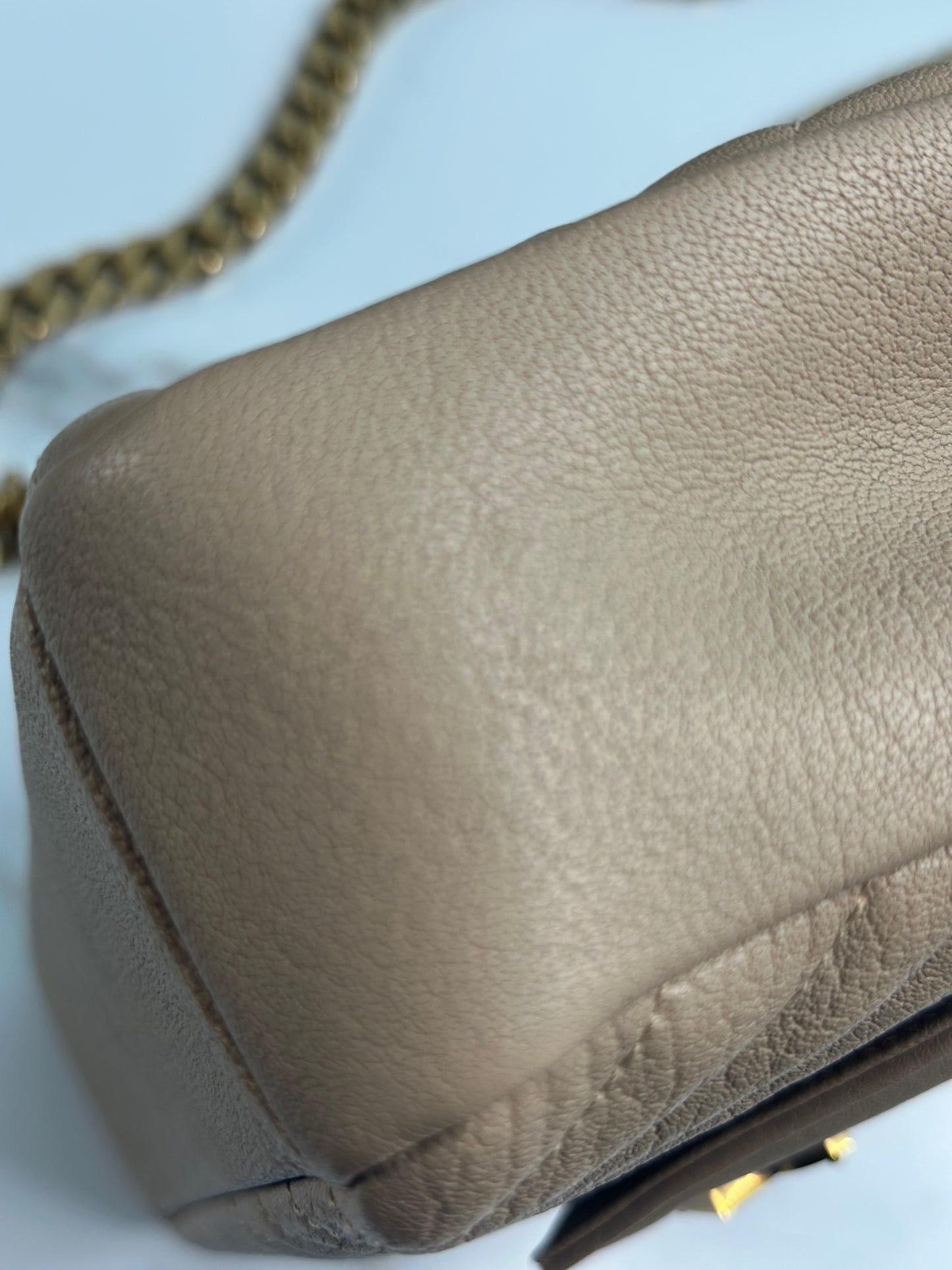 Pre-owned Saint Laurent Medium beige College Matelassé Leather Shoulder Bag