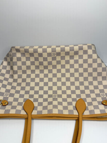 Pre-owned Louis Vuitton Damier azur neverfull MM tote