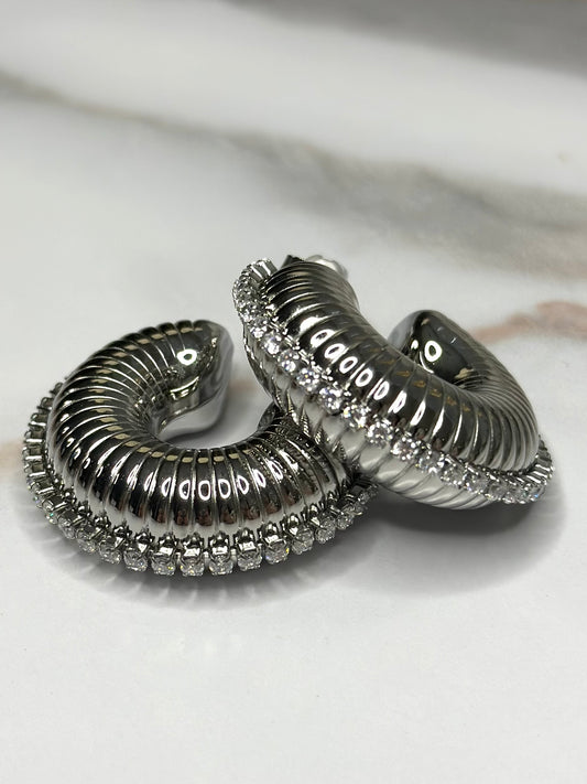 Alice textured SLV rhinestone hoops