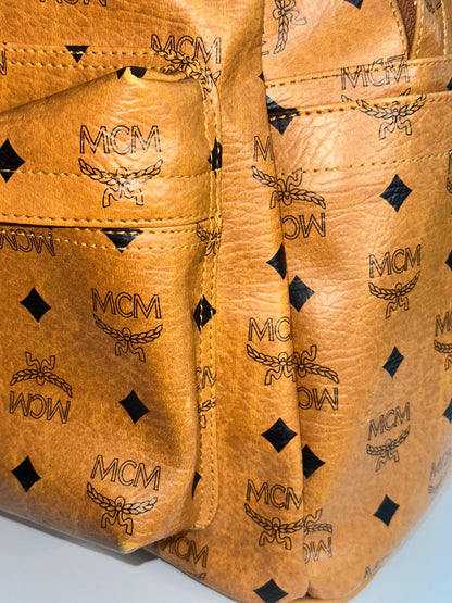 Pre-owned MCM stark visetos canvas studded backpack