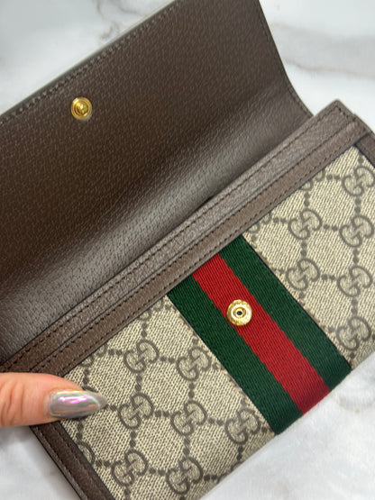 Pre-owned Gucci GG Ophidia supreme canvas long wallet