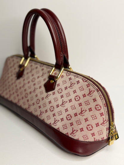Pre-owned Louis Vuitton Mini Lin Cherry Canvas Alma long top handle tote