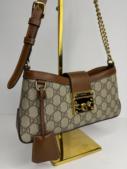 Pre-owned Gucci GG Canvas padlock shoulder bag