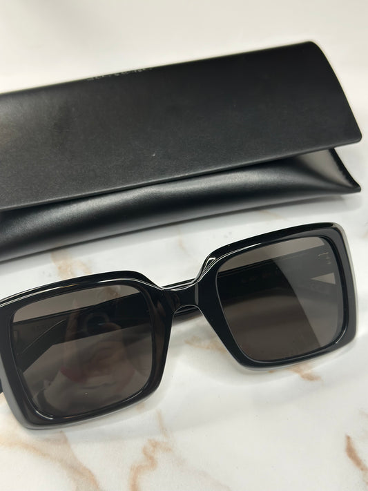 Pre-owned Saint Laurent 56MM shiny black geometric sunglasses