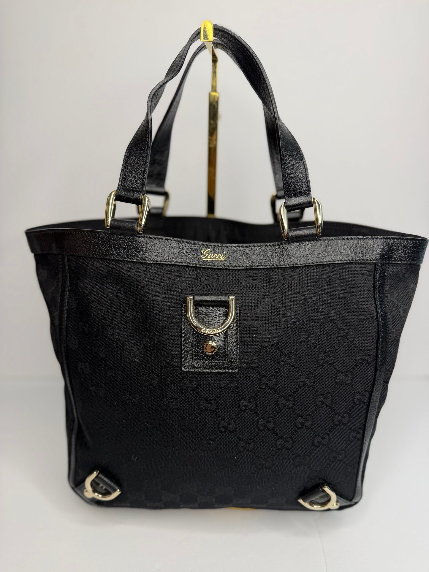 Pre-owned Gucci GG Black canvas abbey tote