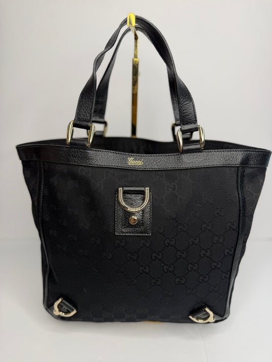 Pre-owned Gucci GG Black canvas abbey tote