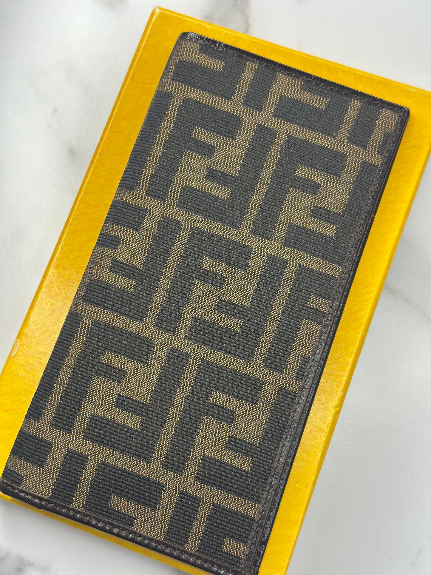 Pre-owned Fendi Zucca Brown canvas wallet
