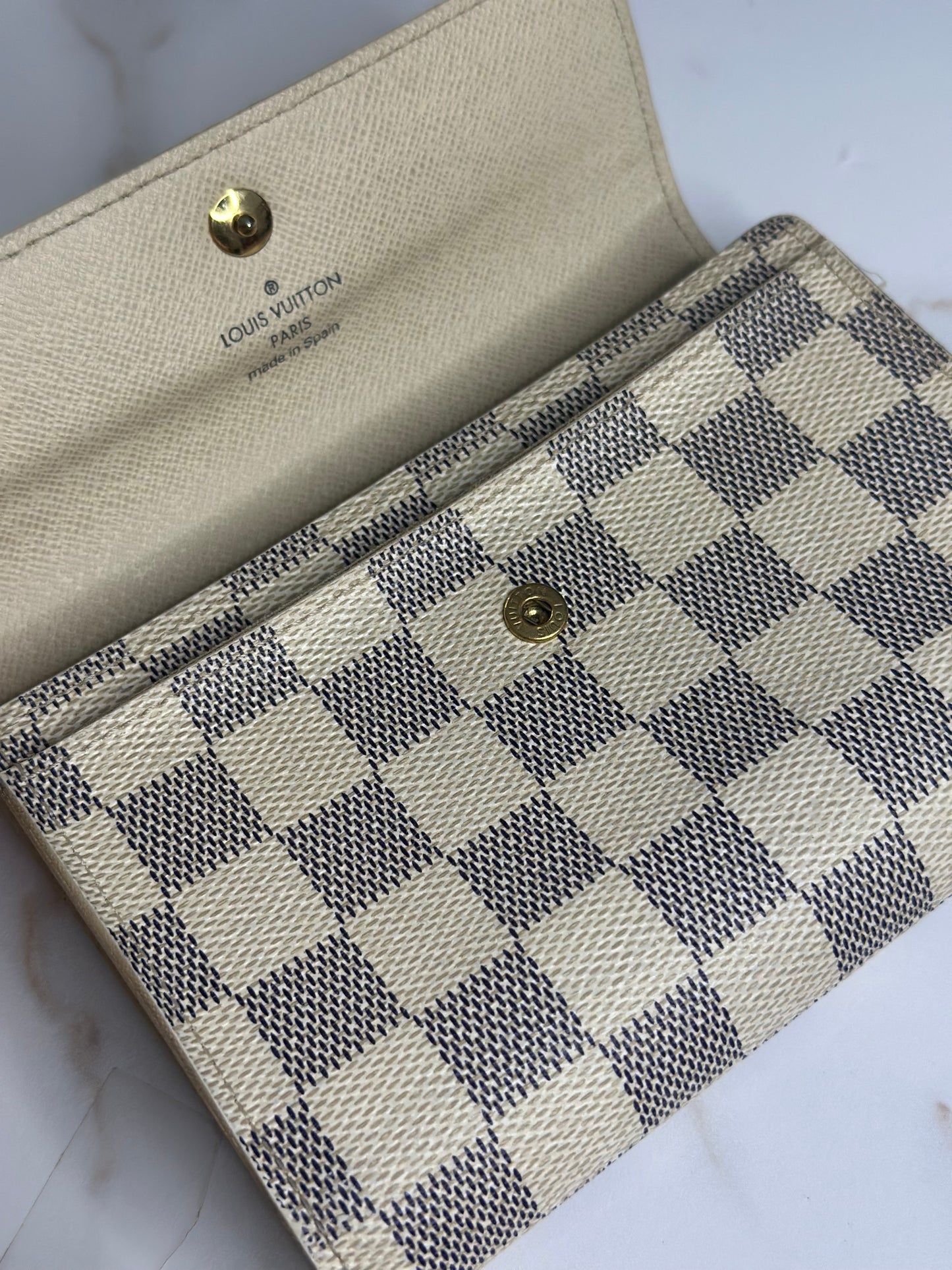Pre-owned Louis Vuitton Damier azur Alexandra wallet