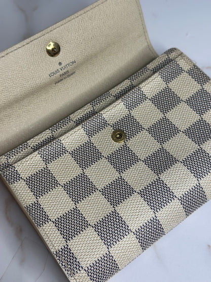 Pre-owned Louis Vuitton Damier azur Alexandra wallet