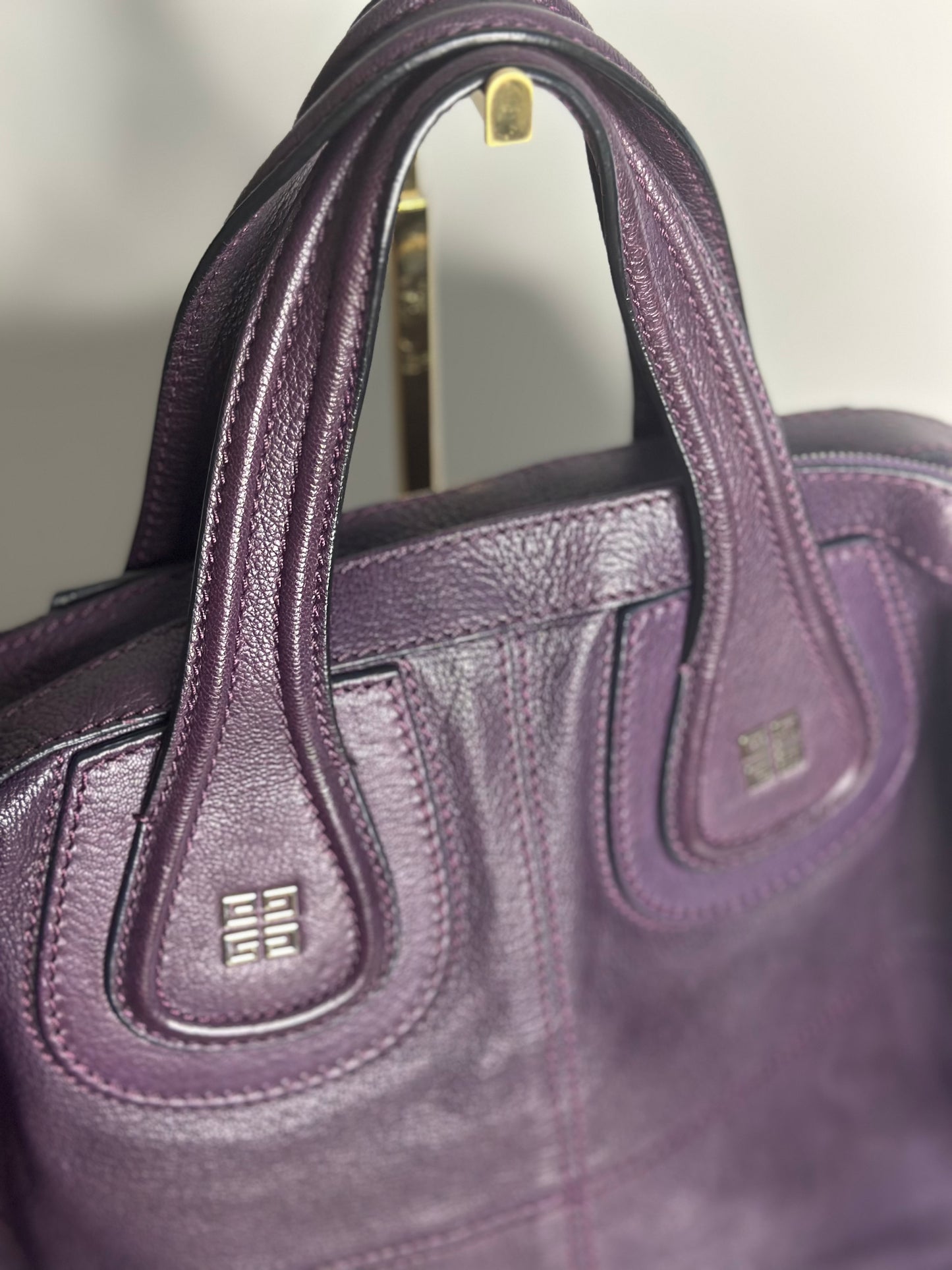 Pre-owned Givenchy Leather Nightingale Satchel in Purple