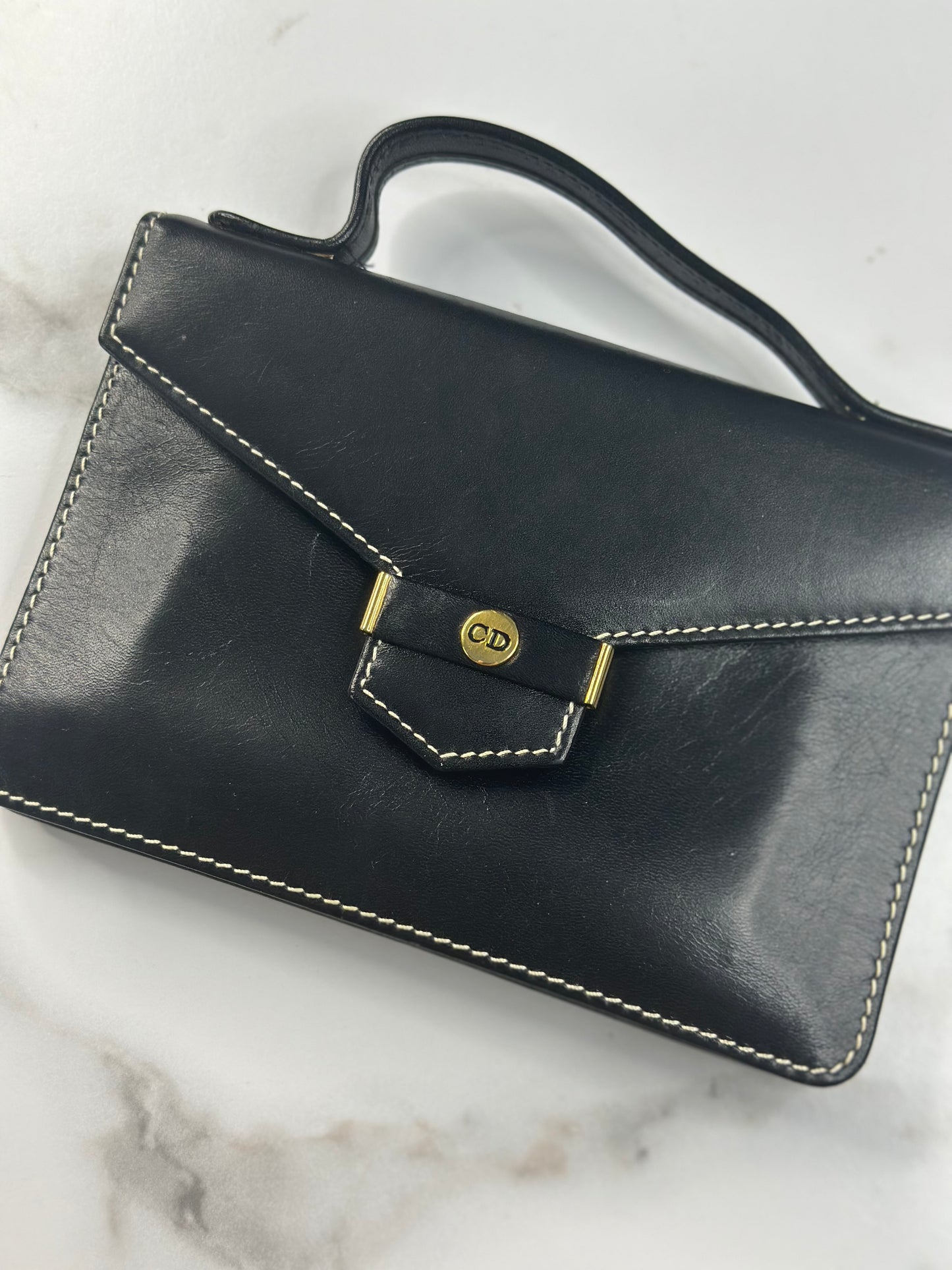 Pre-owned Christian Dior vintage calfskin leather top handle mini bag