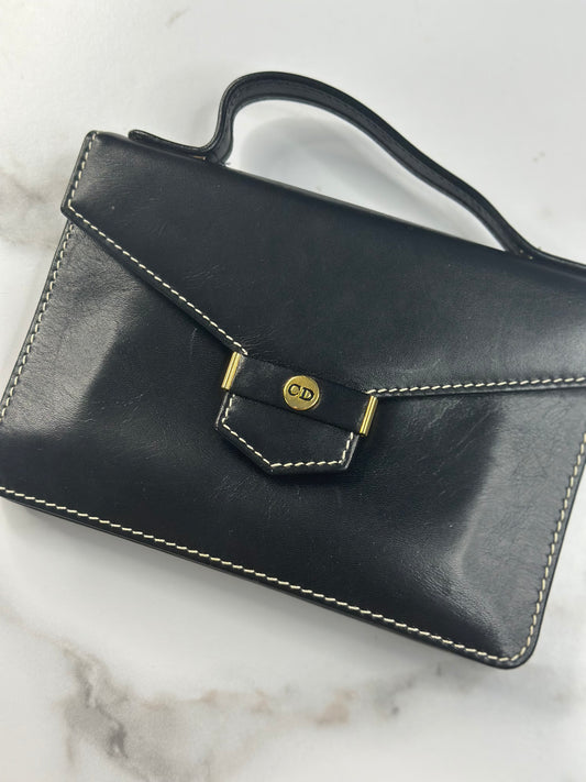 Pre-owned Christian Dior vintage calfskin leather top handle mini bag
