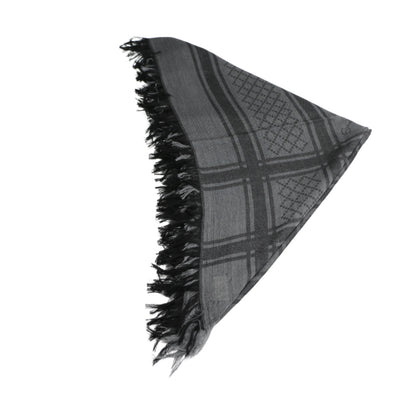 Pre-owned Gucci GG pattern wool and silk blend grey and black scarf