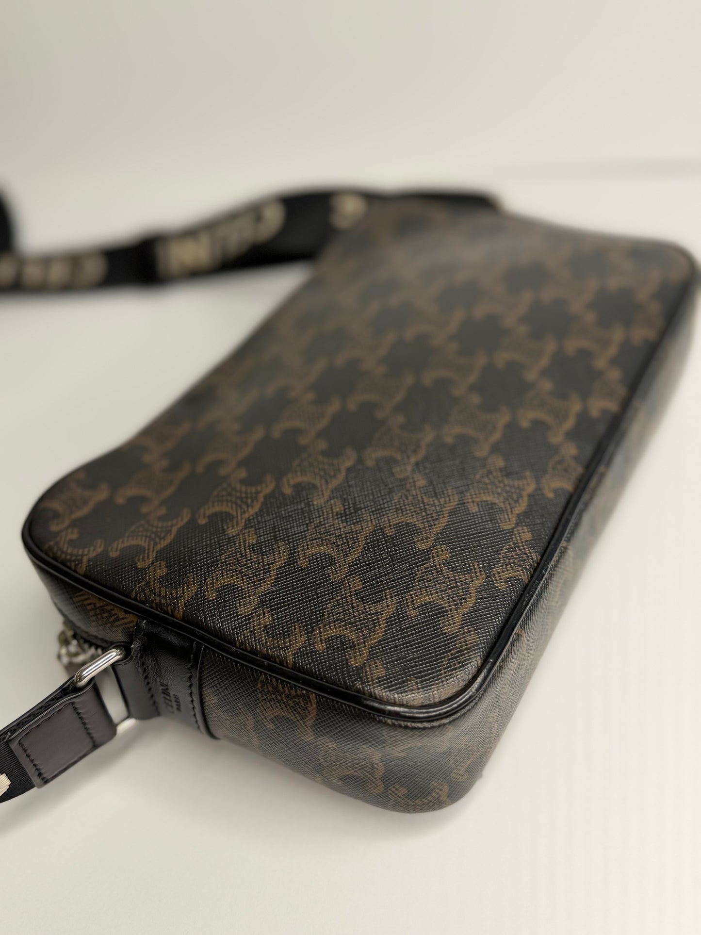 Pre-owned Celine Medium Triomphe Coated Canvas Messenger Bag