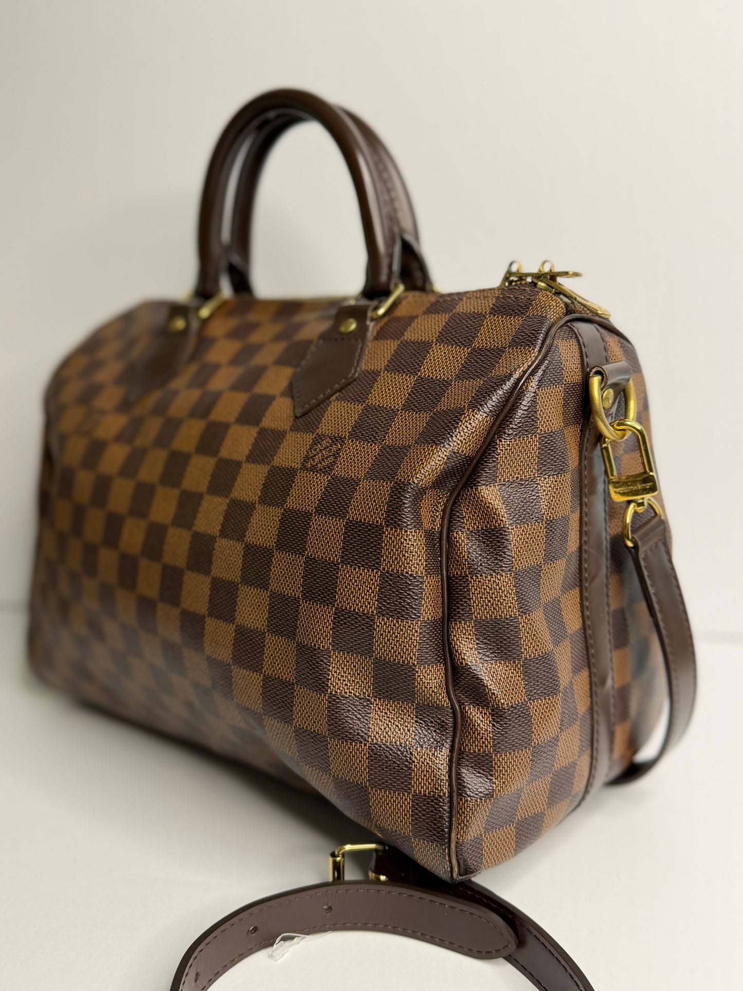Pre-owned Louis Vuitton Damier Ebene Speedy 30 bandolier crossbody
