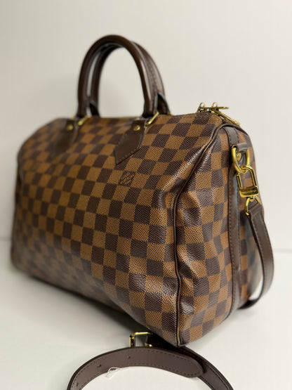 Pre-owned Louis Vuitton Damier Ebene Speedy 30 bandolier crossbody