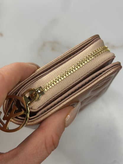 Pre-owned Louis Vuitton Lambskin Embossed Monogram Lou Coussin Wallet Rose Gold