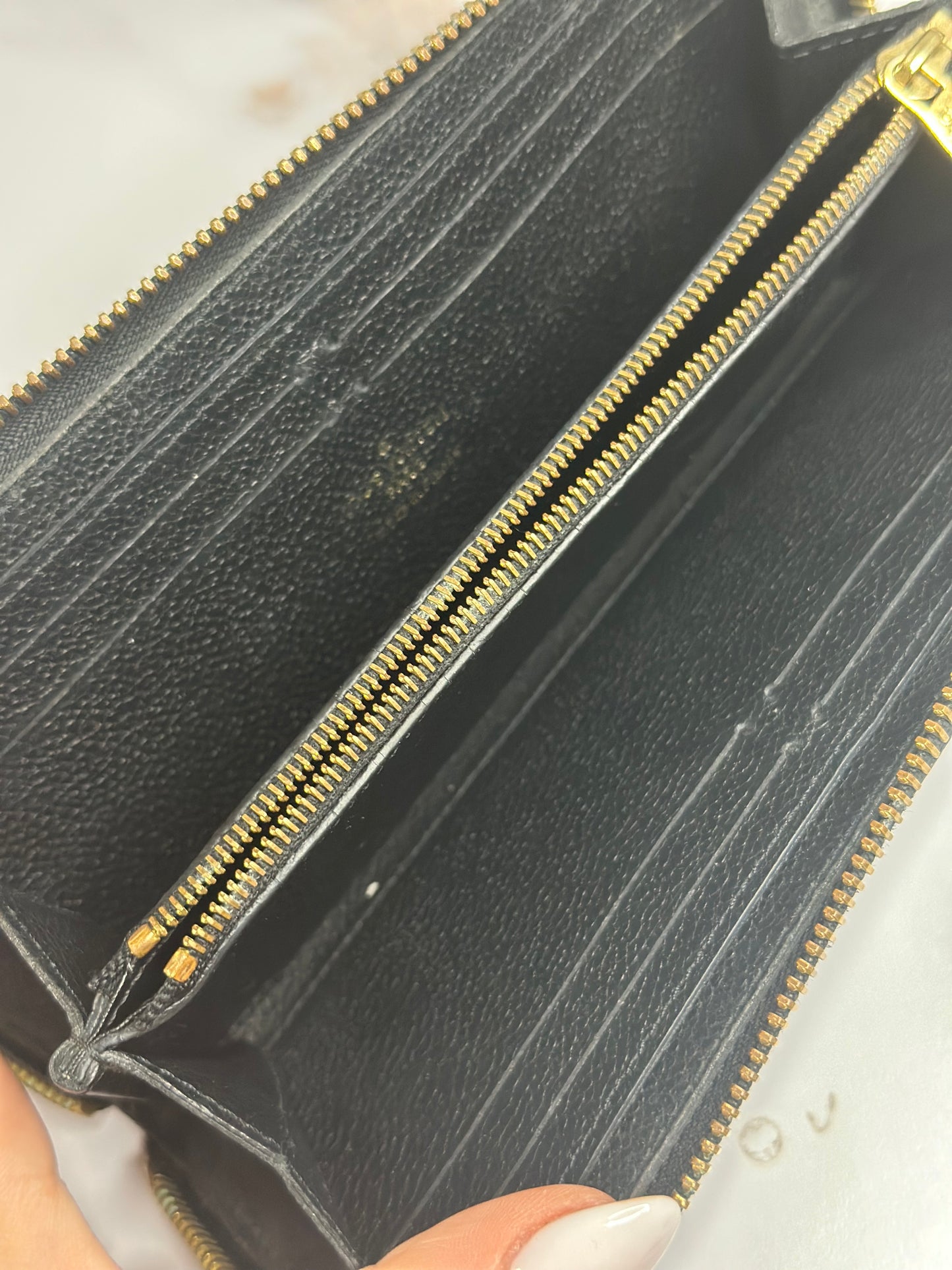 Pre-owned Louis Vuitton monogram black Empriente leather clemence wallet