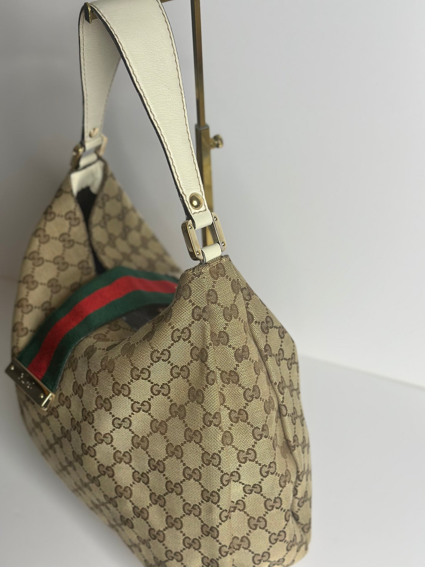 Pre-owned Gucci GG canvas New Ladies Web hobo shoulder bag